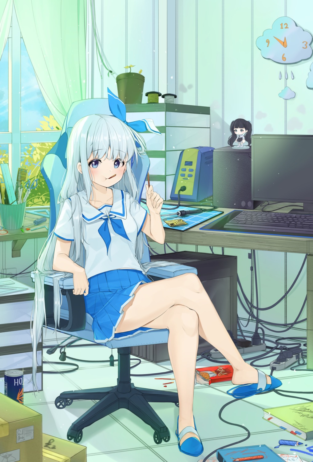 chibi, kouki_(chancegak), seifuku, skirt_lift