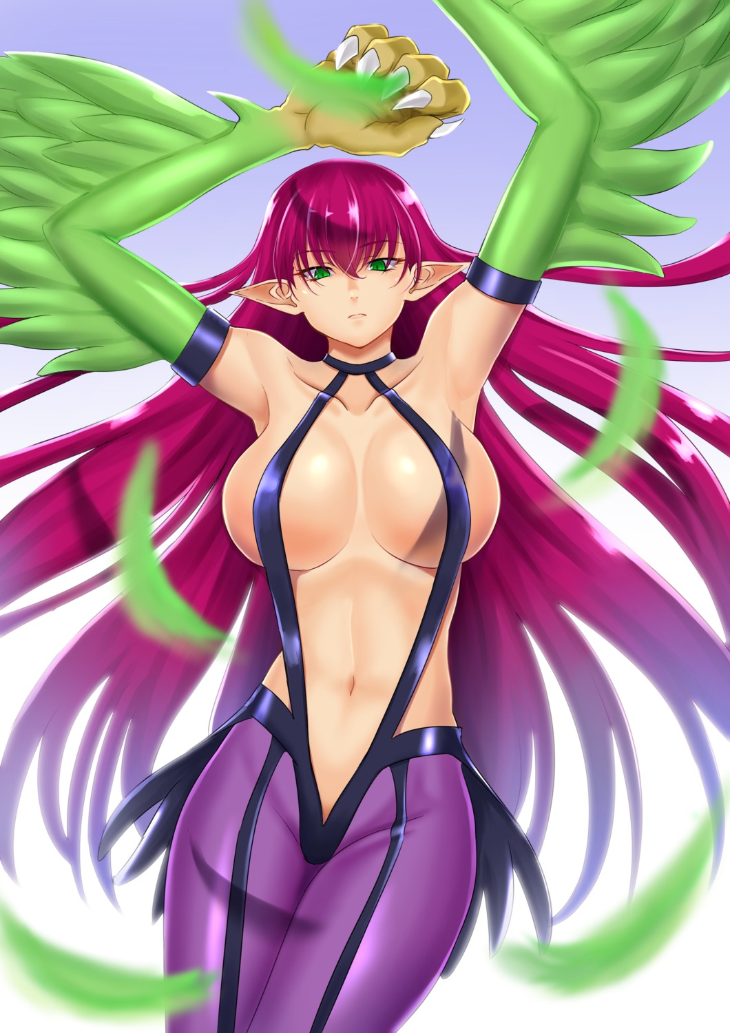 harpie_lady, muto_dt, pantyhose, pointy_ears, sling_bikini, swimsuits, yugioh