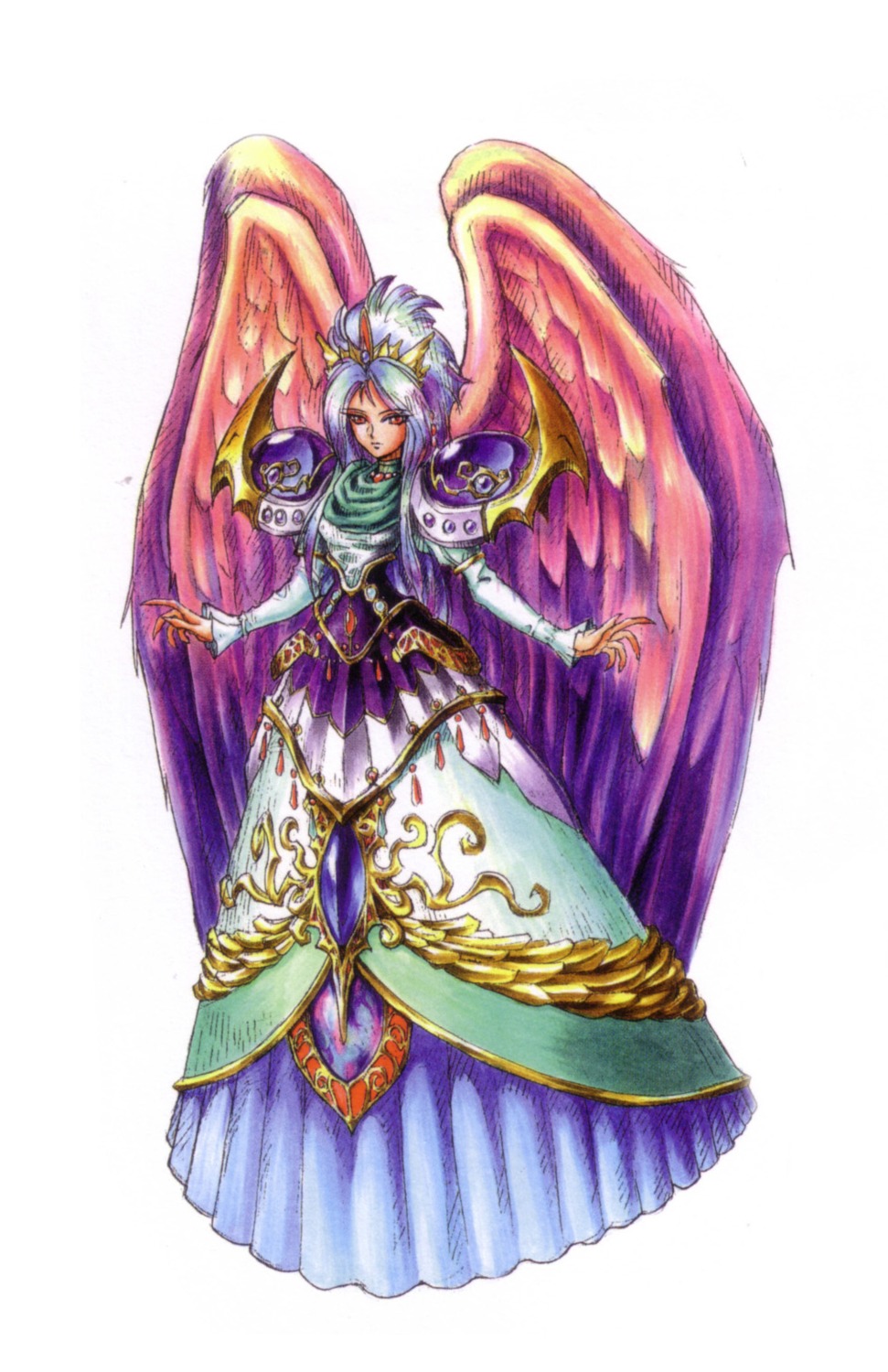 angel, breath_of_fire, breath_of_fire_ii, dress, nina_(breath_of_fire_ii), wings, yoshikawa_tatsuya