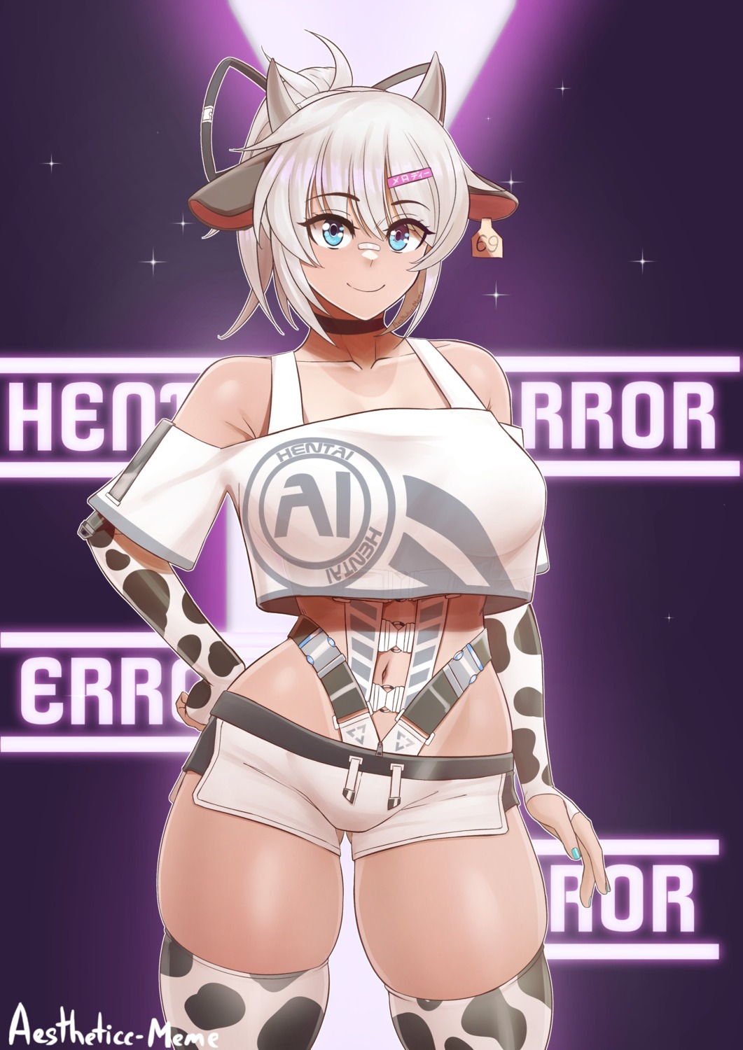 aestheticc-meme, animal_ears, bandaid, horns, melody_(projektmelody), thighhighs, vshojo