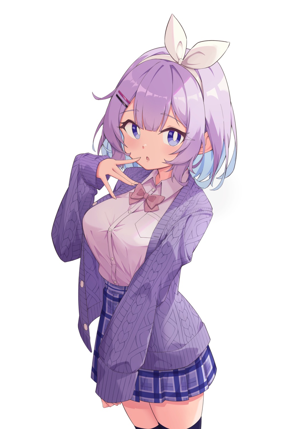 nijisanji, nun_bora, quarterlift, seifuku, sweater, thighhighs