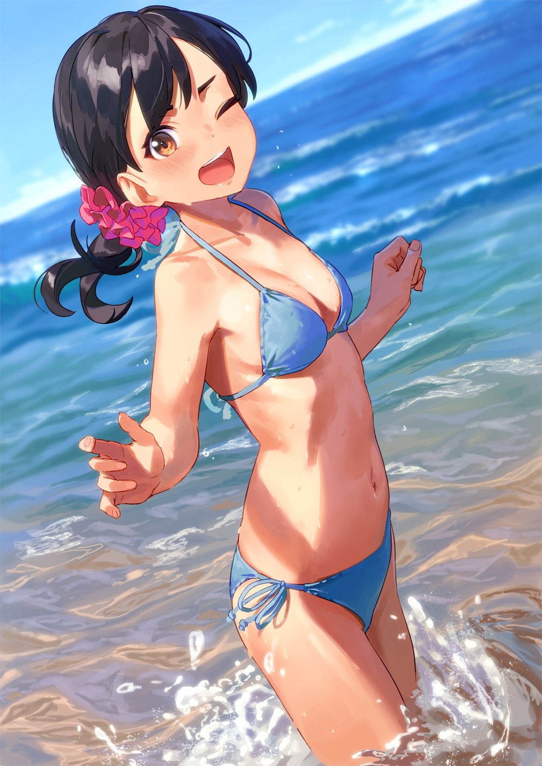bikini, cleavage, kinta_(distortion), swimsuits, wet
