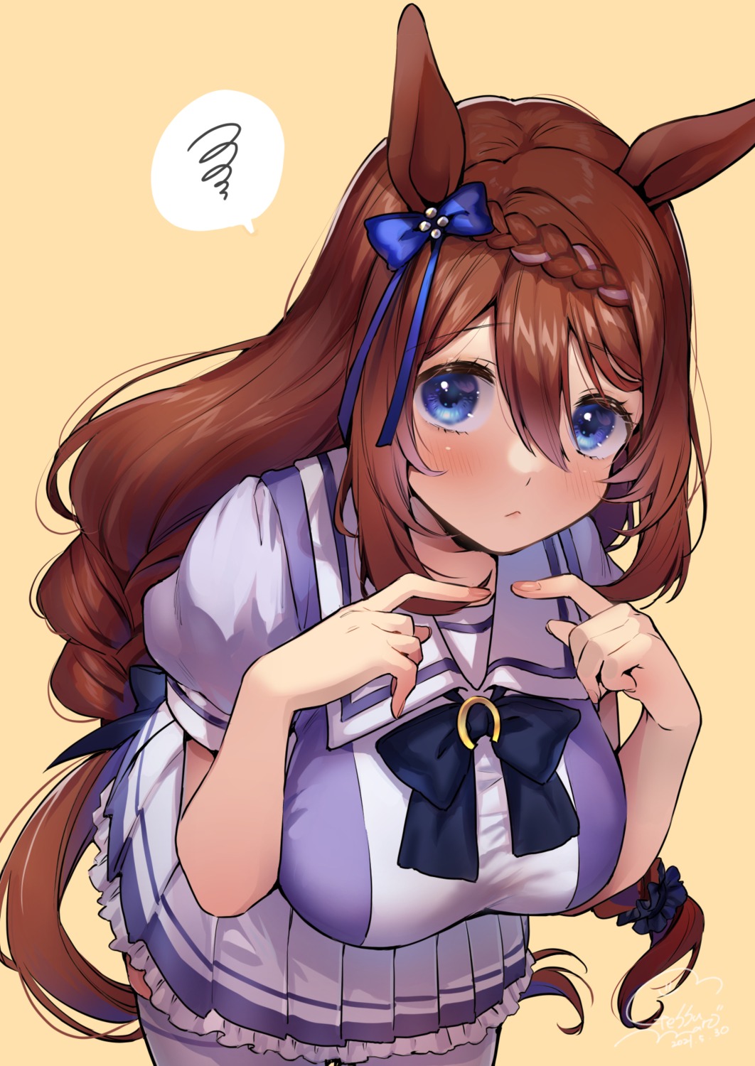 animal_ears, geshumaro, seifuku, skirt_lift, super_creek_(umamusume), tail, thighhighs, uma_musume_pretty_derby