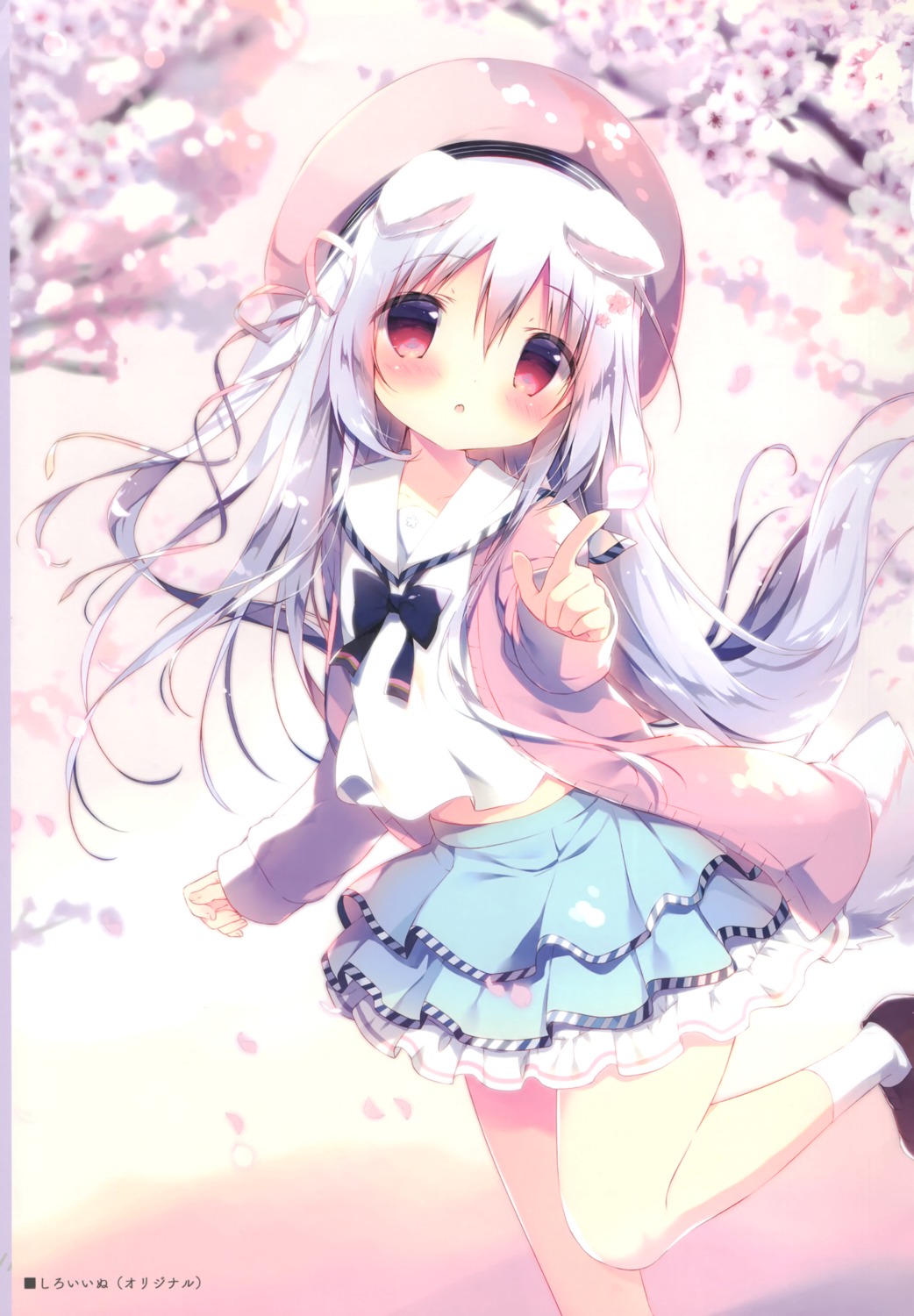 animal_ears, inumimi, seifuku, shiratama, shiratamaco, shiroi_inu, sweater, tail