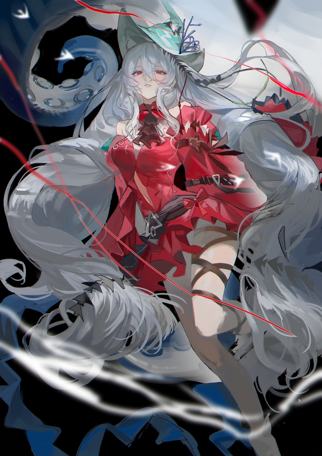 arknights, ka_shou_yu_jiu, skadi_(arknights), skirt_lift, tentacles