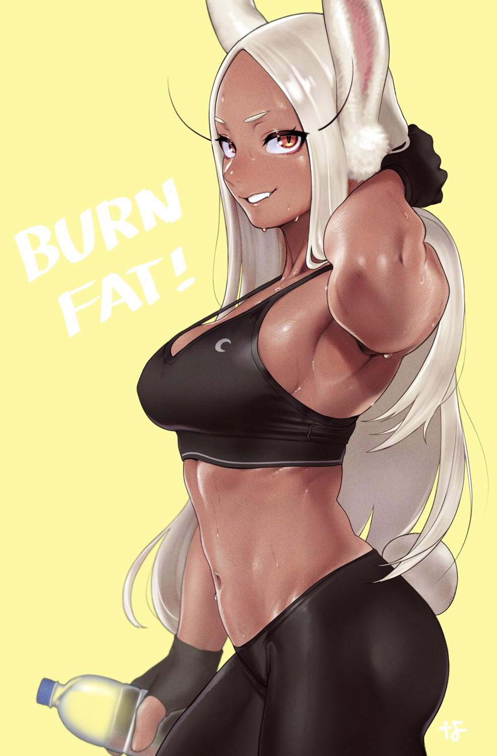 animal_ears, boku_no_hero_academia, bra, bunny_ears, gym_uniform, nanja, tail, usagiyama_rumi, wet