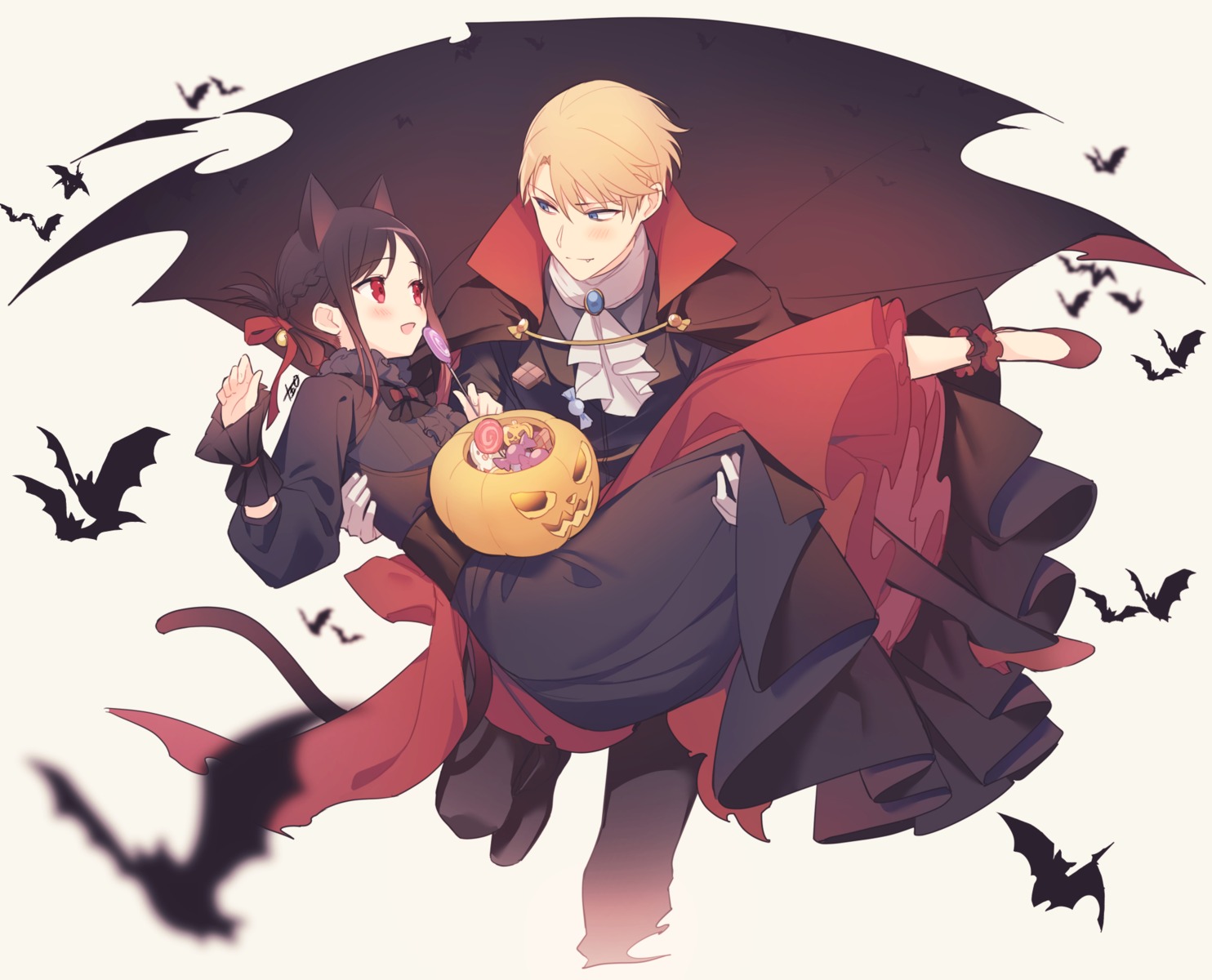 animal_ears, dress, halloween, heels, juugonichi_(wheeliex2), kaguya-sama_wa_kokurasetai_~tensai-tachi_no_renai_zunousen~, nekomimi, shinomiya_kaguya