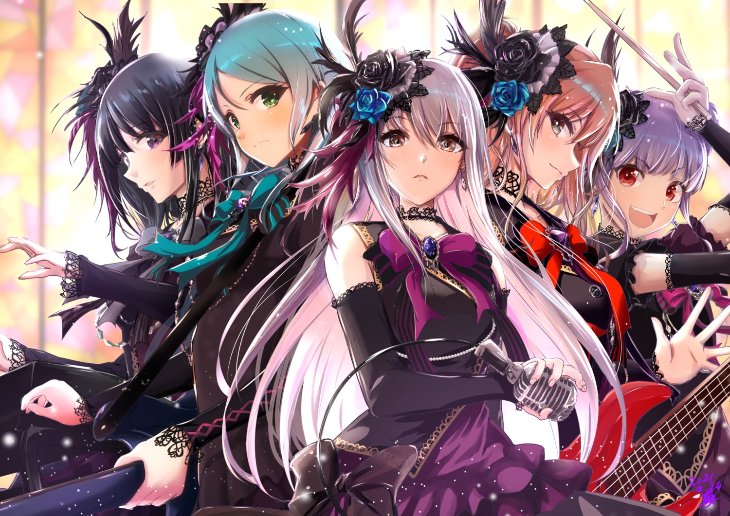 bang_dream!, bang_dream!_episode_of_roselia, guitar, hikawa_sayo, imai_lisa, lolita_fashion, minato_yukina, ochi_r