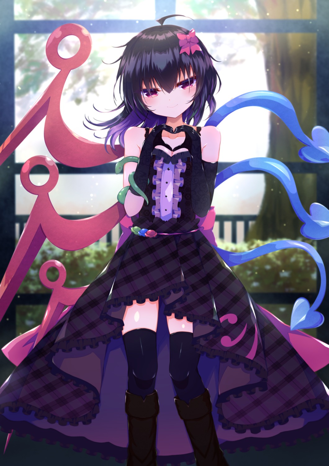 cleavage, houjuu_nue, skirt_lift, thighhighs, tomoe_(fdhs5855), touhou, wings