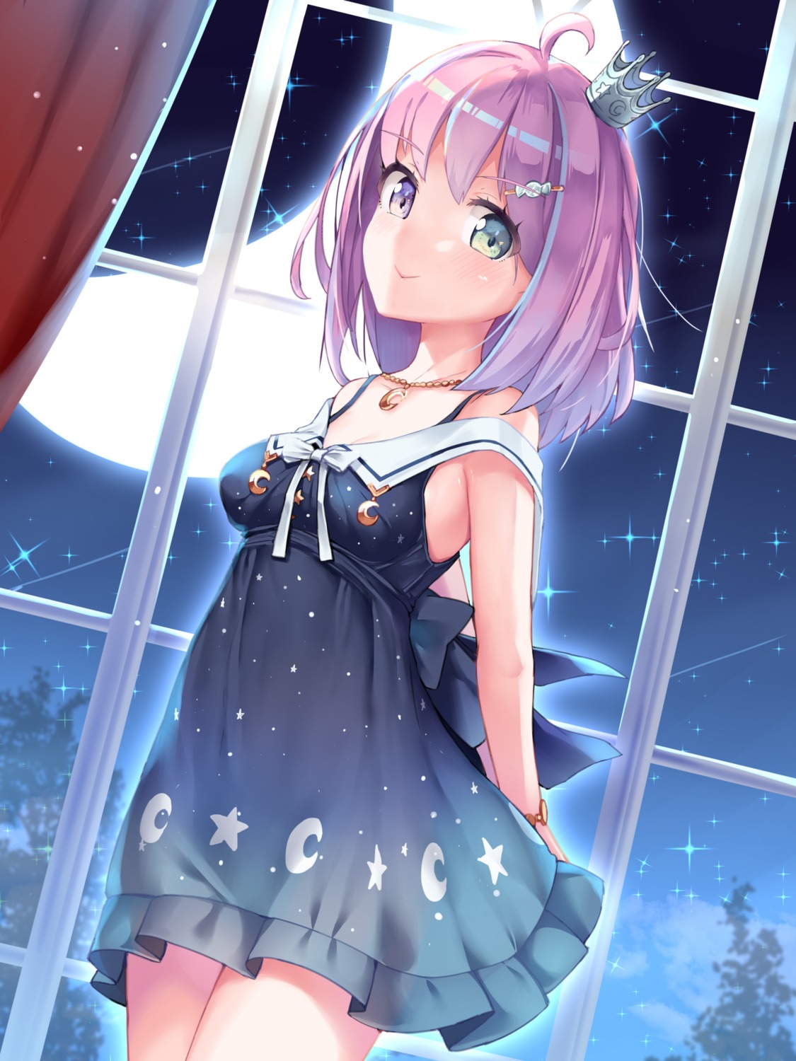 dress, heterochromia, himemori_luna, hololive, mogmog, skirt_lift