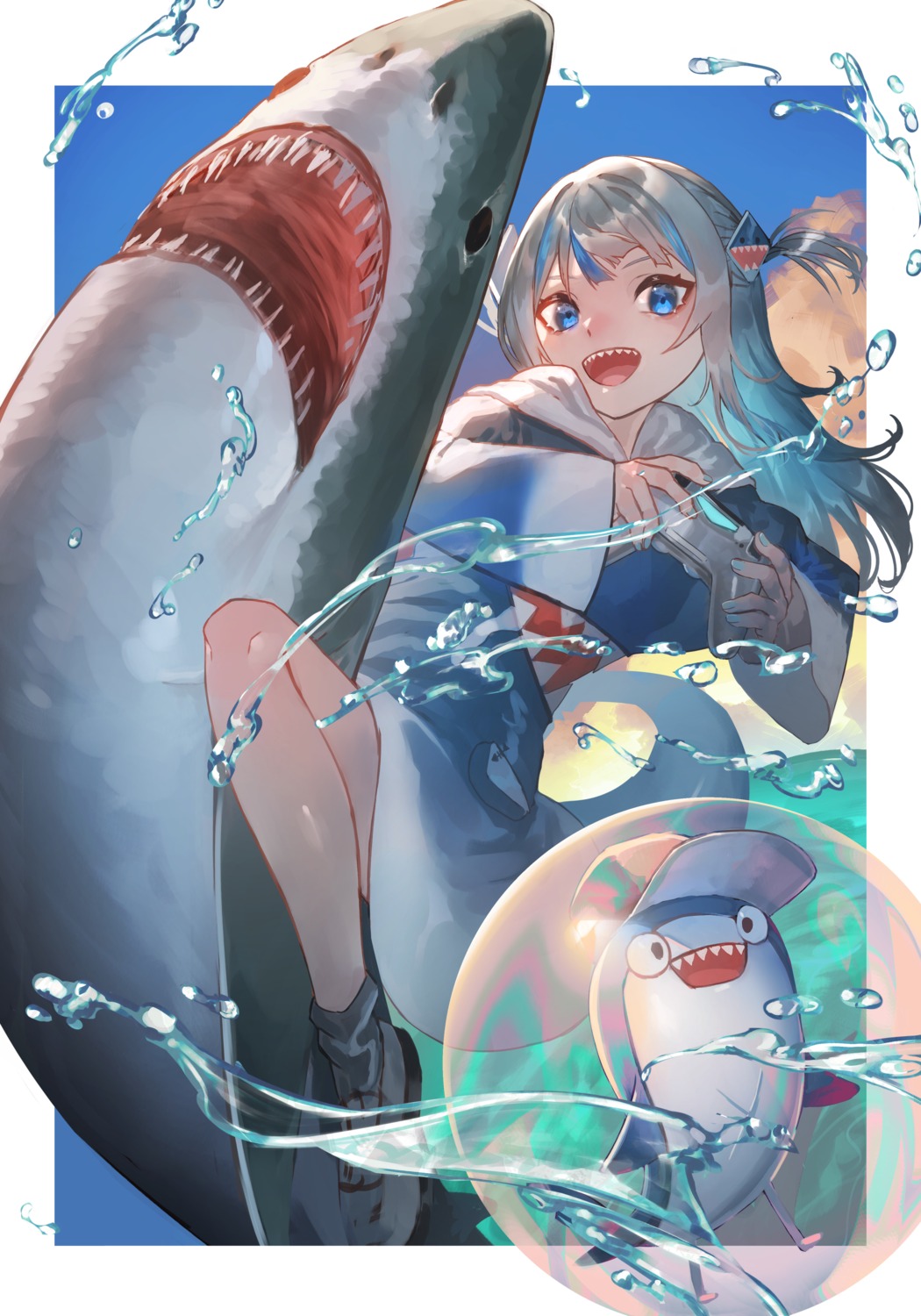 gawr_gura, hololive, hololive_english, makitoshi0316, skirt_lift, tail