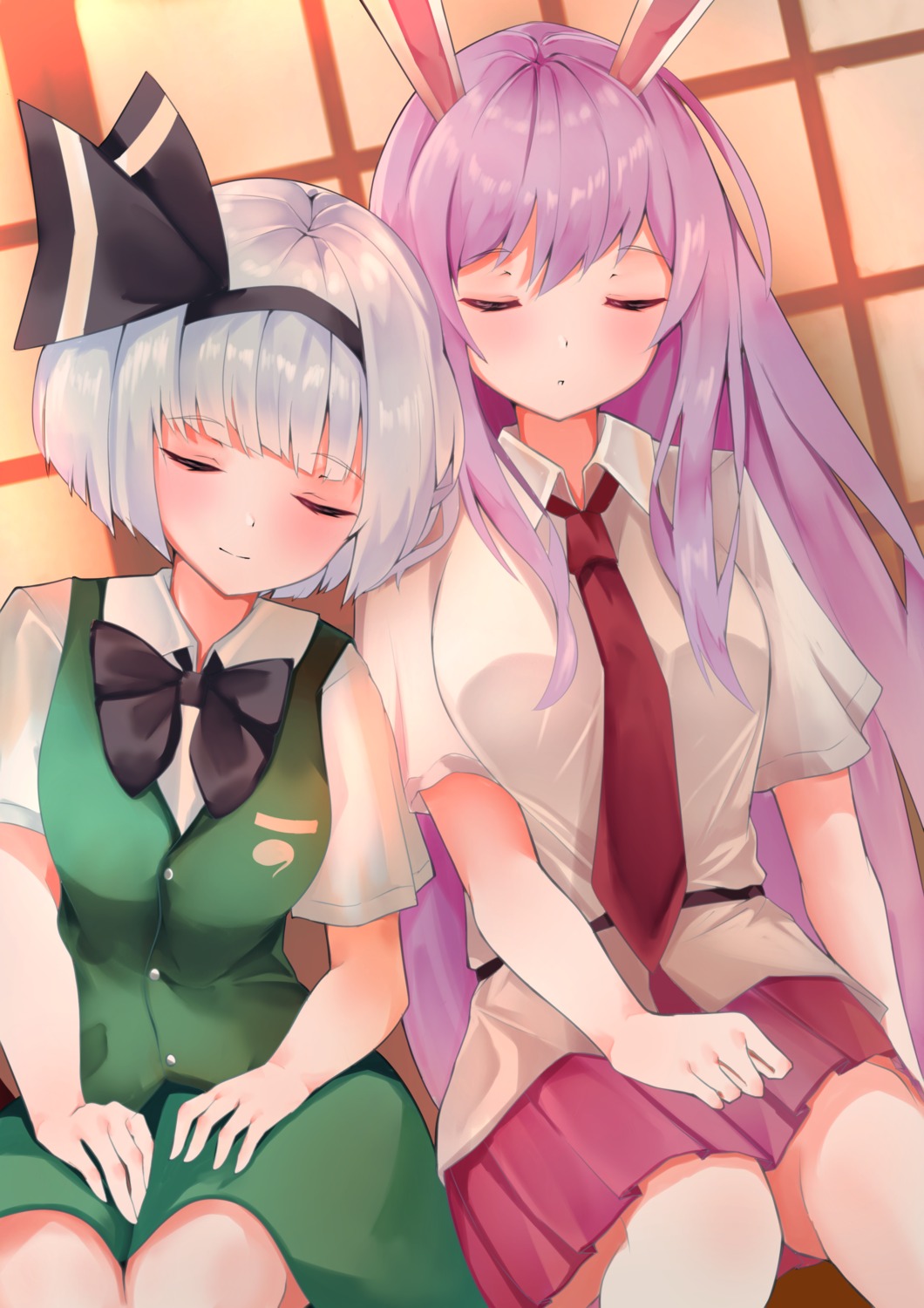 258n, animal_ears, bunny_ears, konpaku_youmu, reisen_udongein_inaba, seifuku, touhou