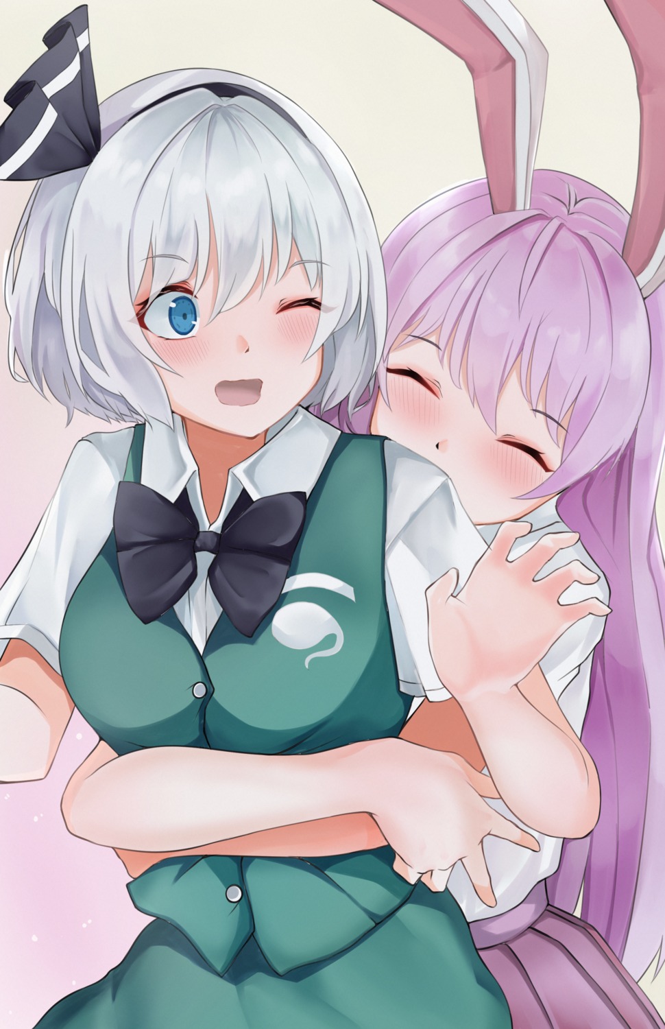 258n, animal_ears, bunny_ears, konpaku_youmu, reisen_udongein_inaba, seifuku, touhou, yuri