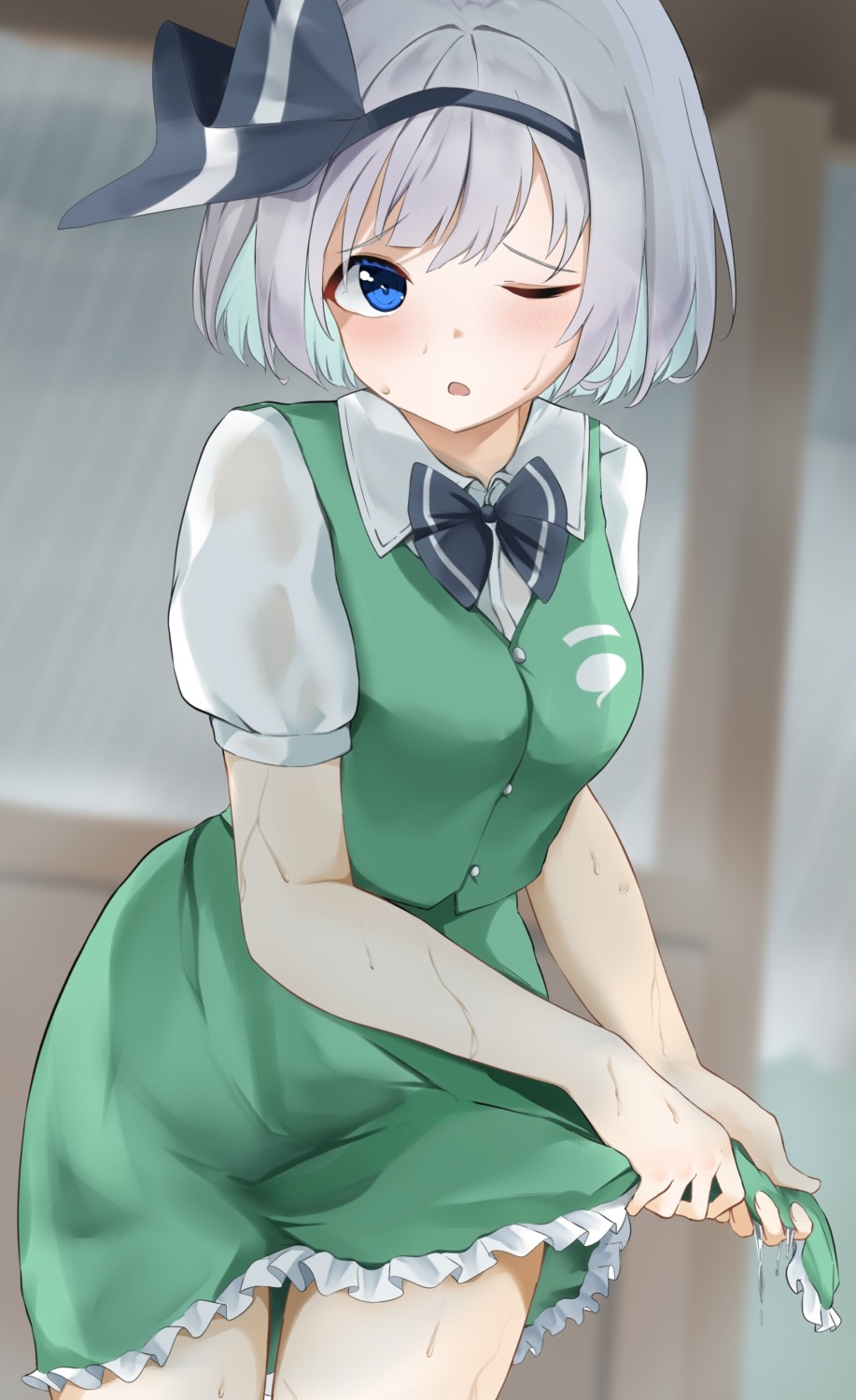 258n, konpaku_youmu, see_through, skirt_lift, touhou, wet, wet_clothes
