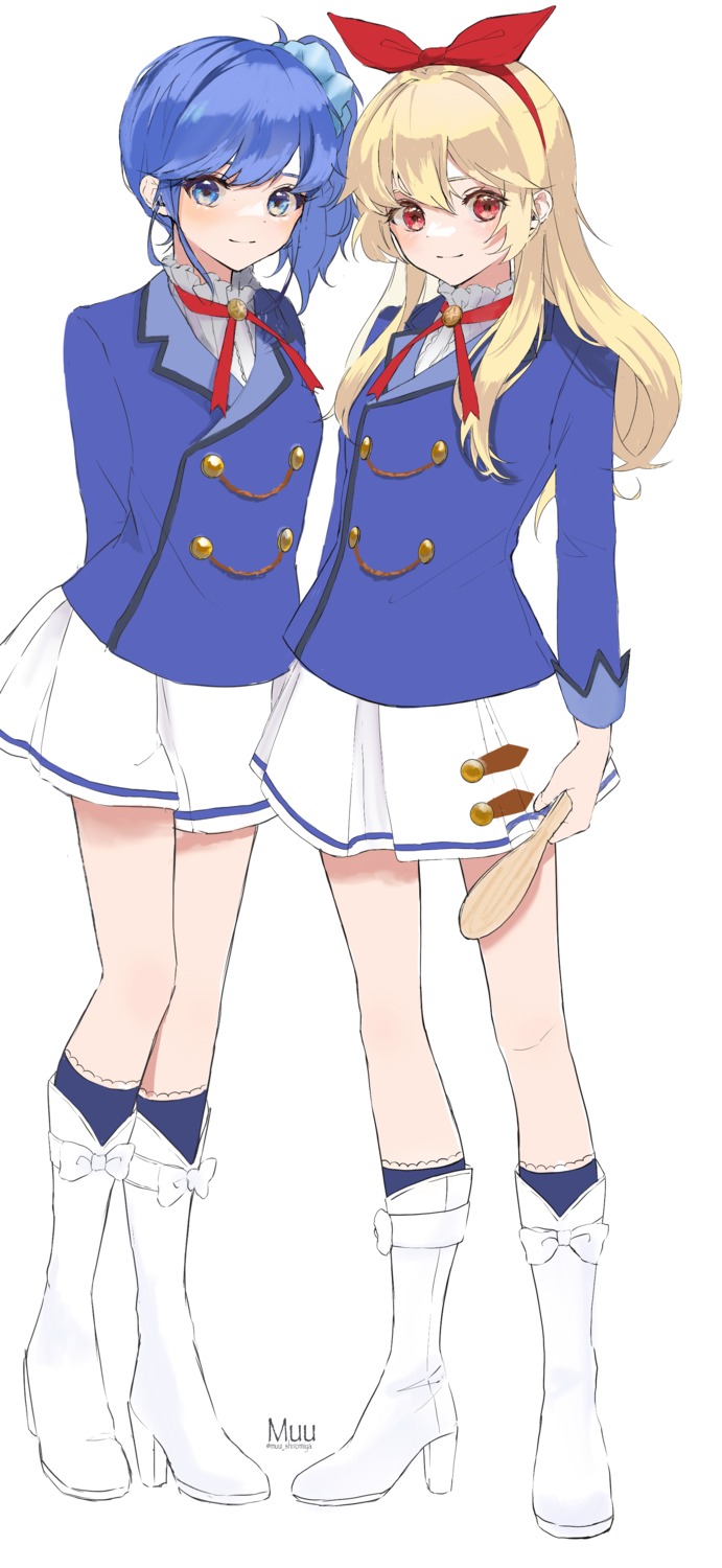 aikatsu!, heels, hoshimiya_ichigo, kiriya_aoi, muu_(muu_shiromiya), seifuku