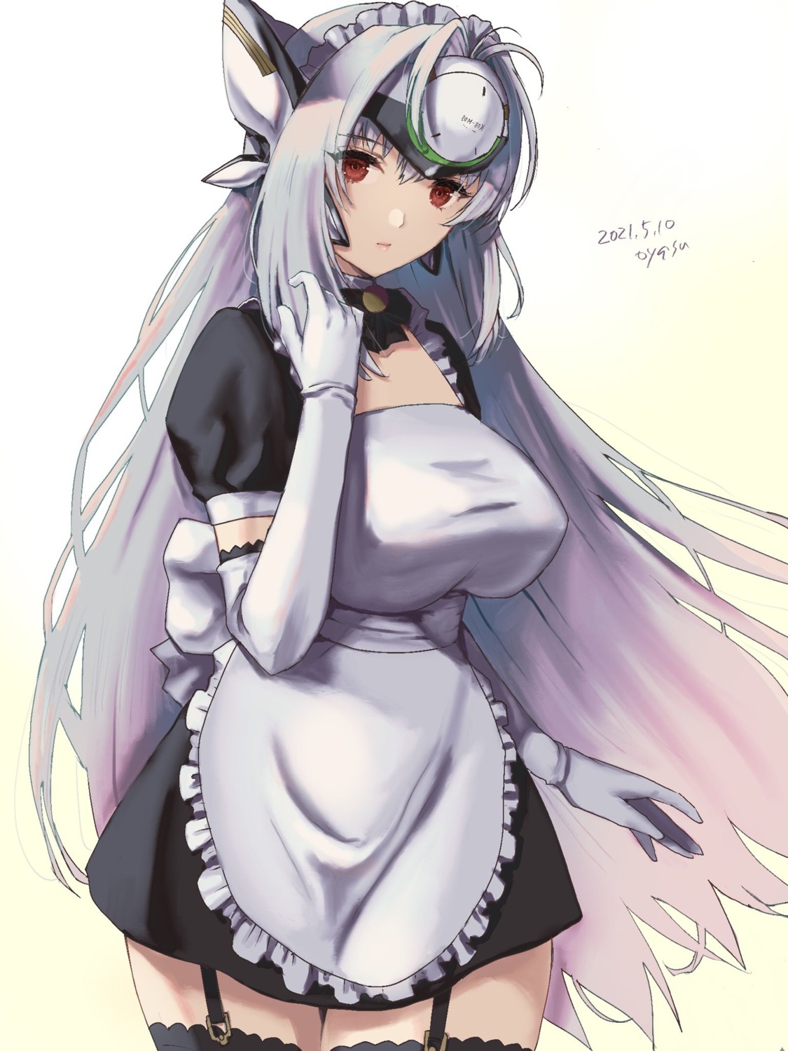 erect_nipples, kos-mos, maid, oyasu_(kinakoyamamori), stockings, thighhighs, xenosaga