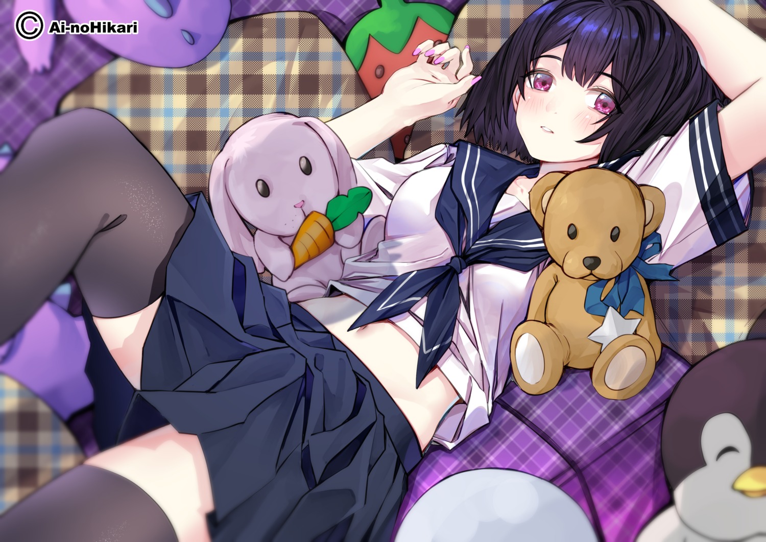 ai-nohikari, seifuku, skirt_lift, thighhighs