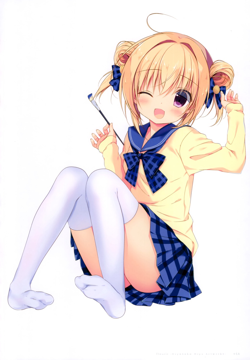 feet, hoshigaoka_ciel, miyasaka_miyu, seifuku, thighhighs