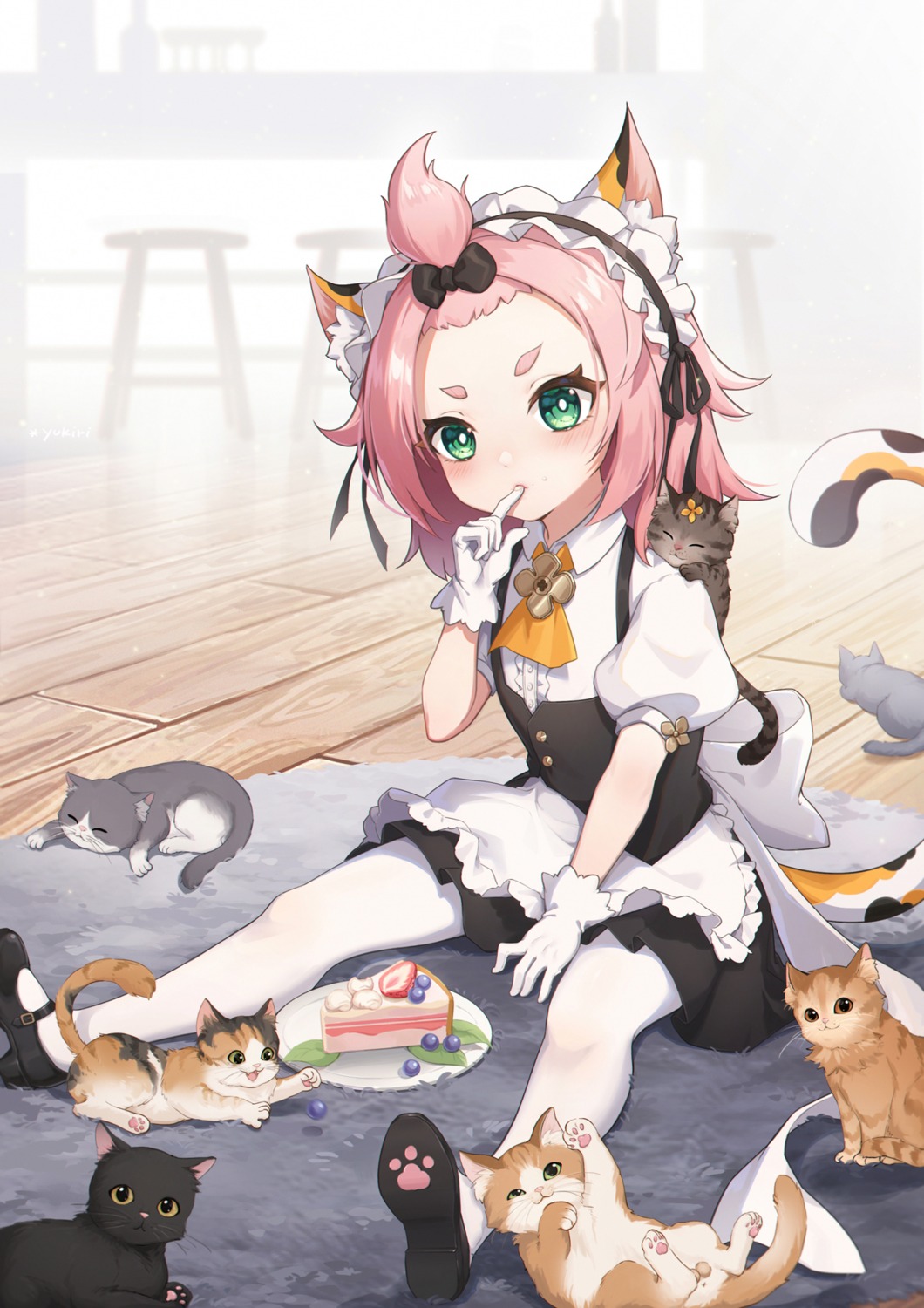 animal_ears, diona, genshin_impact, heels, l_ii, maid, neko, nekomimi