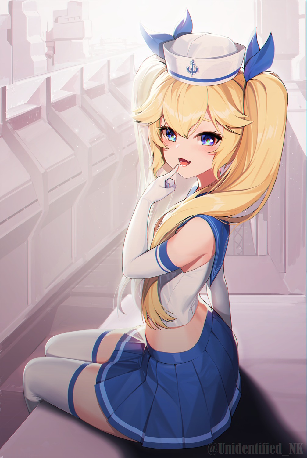 last_origin, seifuku, thighhighs, unidentified_nk