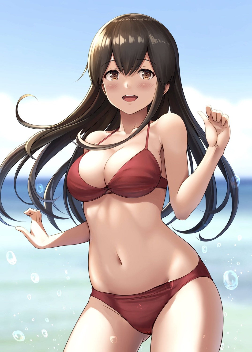 akagi_(kancolle), bikini, cleavage, ichikawa_feesu, kantai_collection, swimsuits