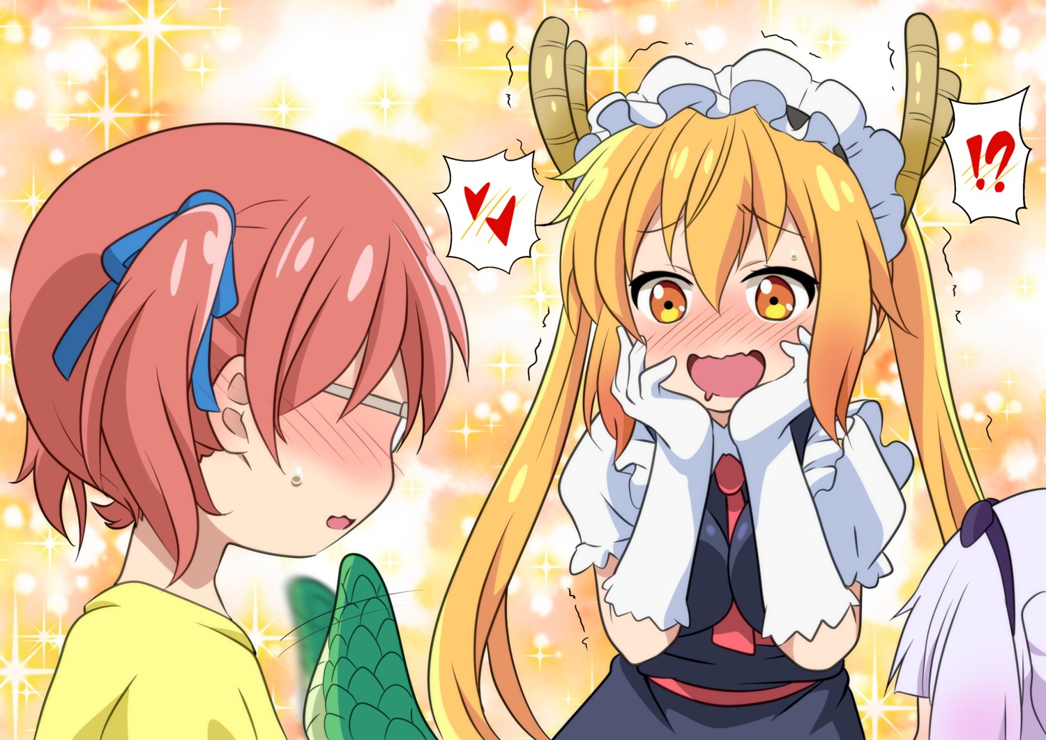 horns, kanna_kamui, kobayashi-san_chi_no_maidragon, kobayashi_(maidragon), kurumiyasan_ns, maid, megane, tail