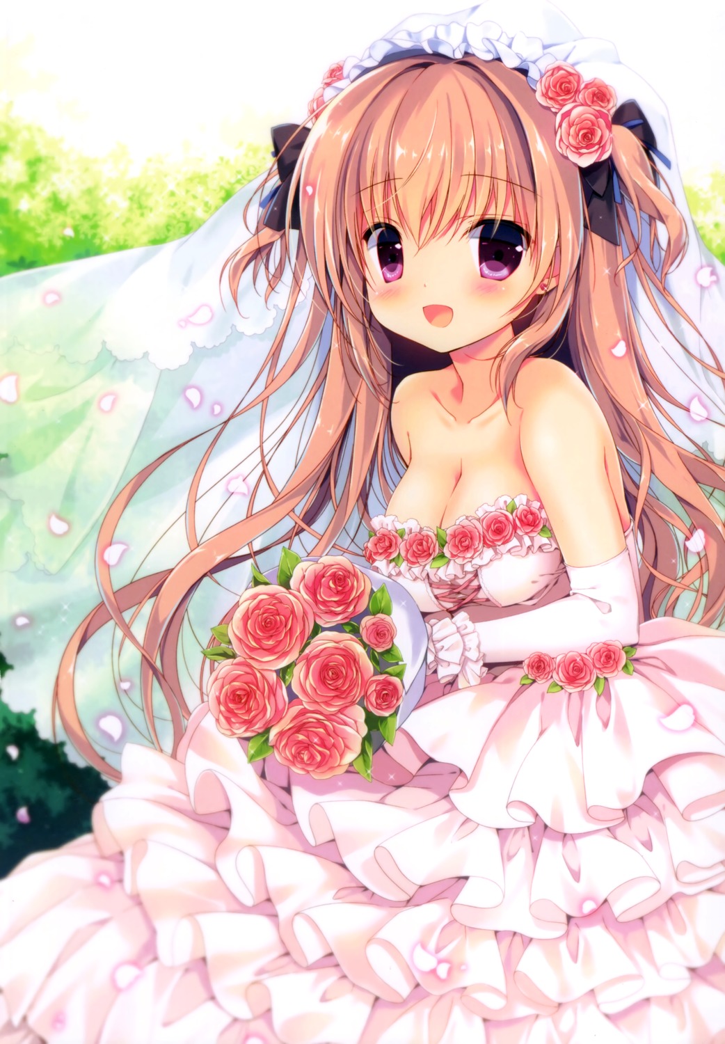cleavage, dress, miyasaka_miyu, rina_(canvas+garden), wedding_dress
