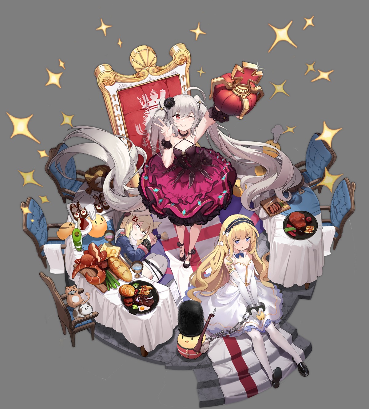 animal_ears, azur_lane, bondage, boqboq, dress, manjuu_(azur_lane), no_bra, queen_elizabeth_(azur_lane)