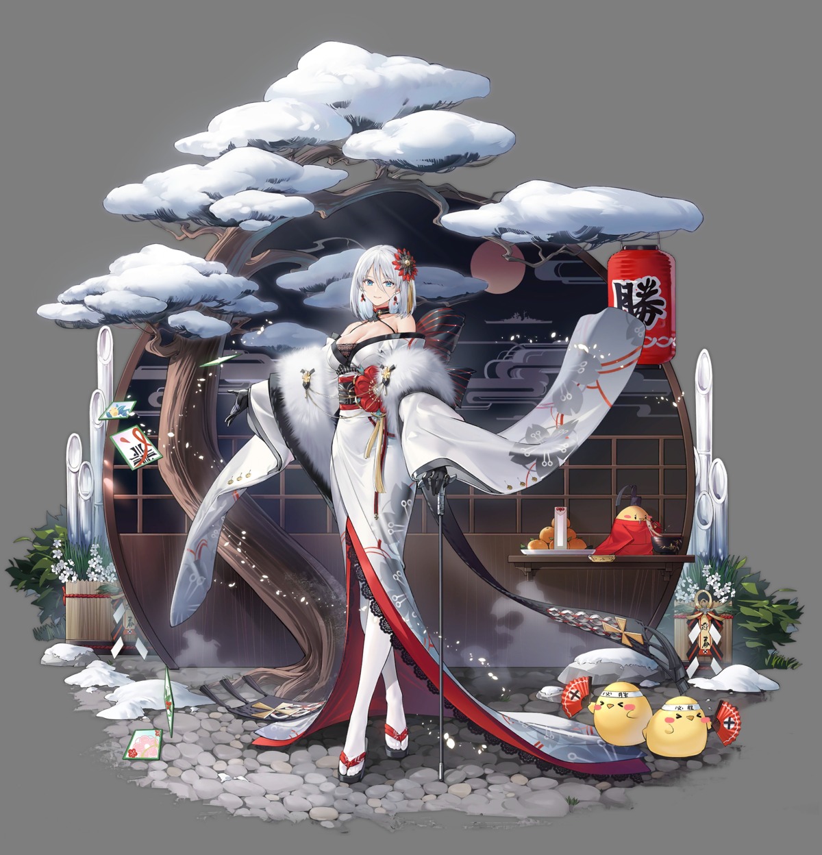 azur_lane, cleavage, kimono, kurumi_(recycllamo), manjuu_(azur_lane), no_bra, tirpitz_(azur_lane), transparent_png