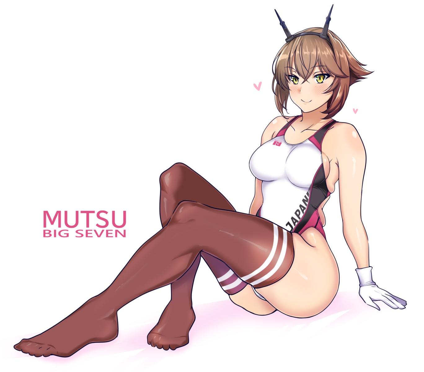 aiuti, feet, kantai_collection, mutsu_(kancolle), swimsuits, thighhighs