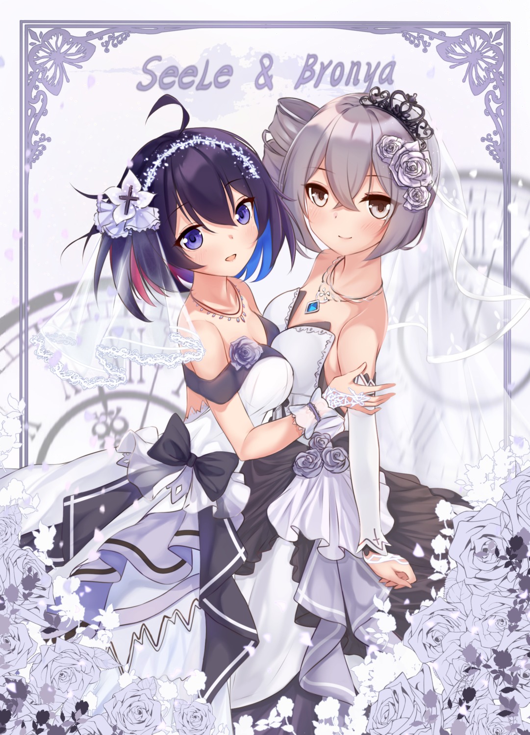 benghuai_xueyuan, bronya_zaychik, dress, honkai_impact, jiang_xin, no_bra, seele_vollerei, symmetrical_docking