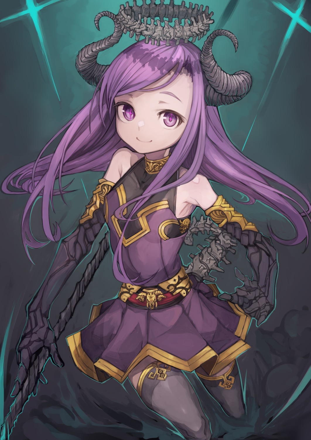 horns, izayoi_cha, thighhighs, weapon
