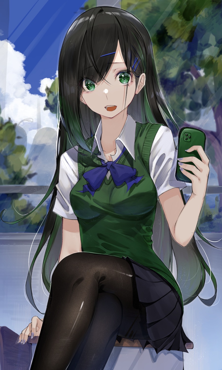 pantyhose, r_(ryo), seifuku, skirt_lift, sweater