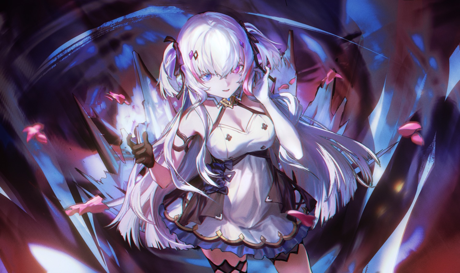 cleavage, dress, g141, garter, heterochromia