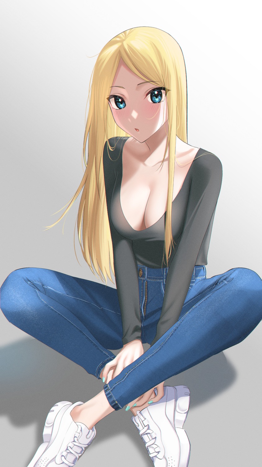cleavage, gou_d, no_bra, open_shirt