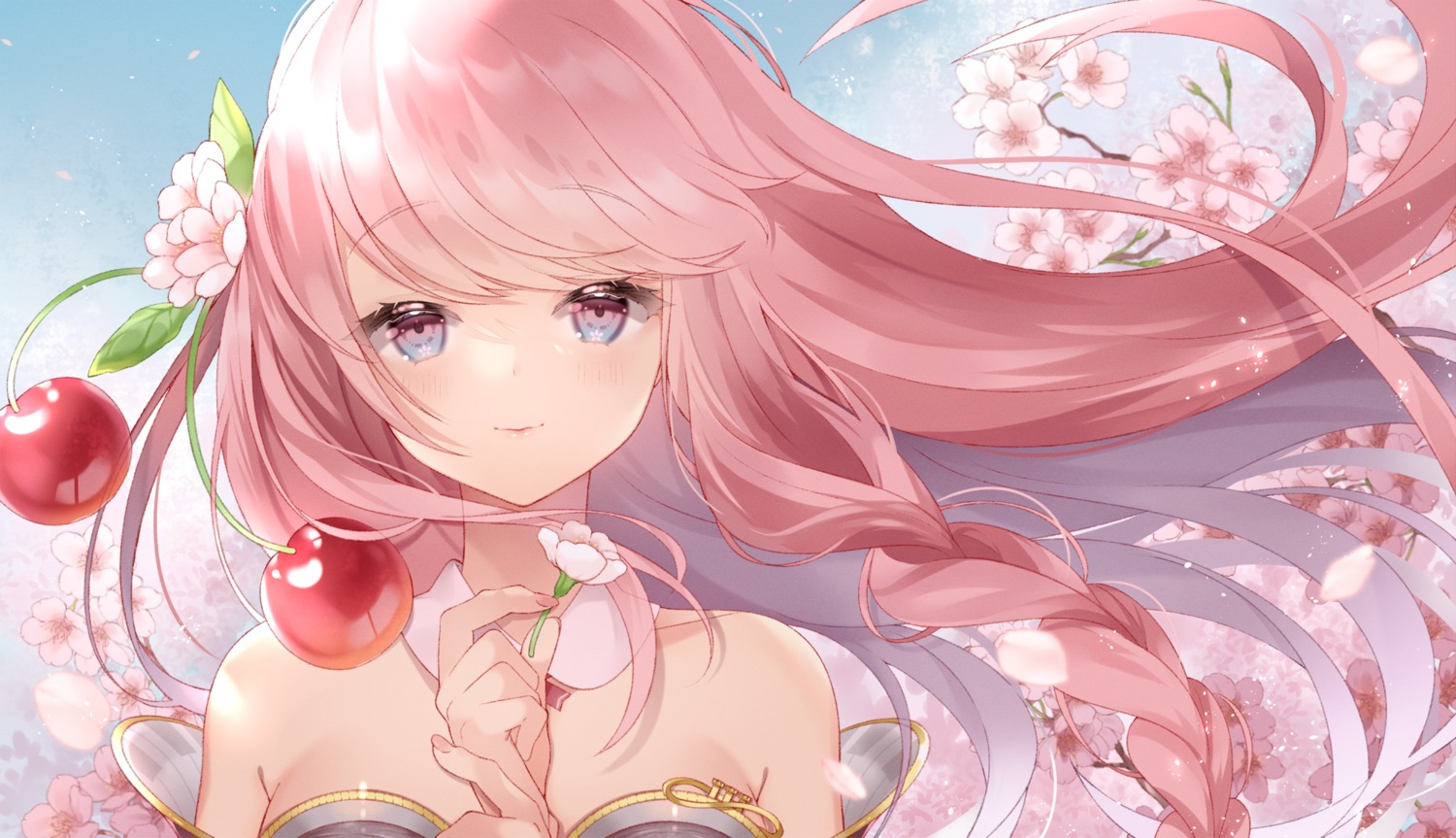 megurine_luka, no_bra, vocaloid, yuni_(irohasuiroiro)