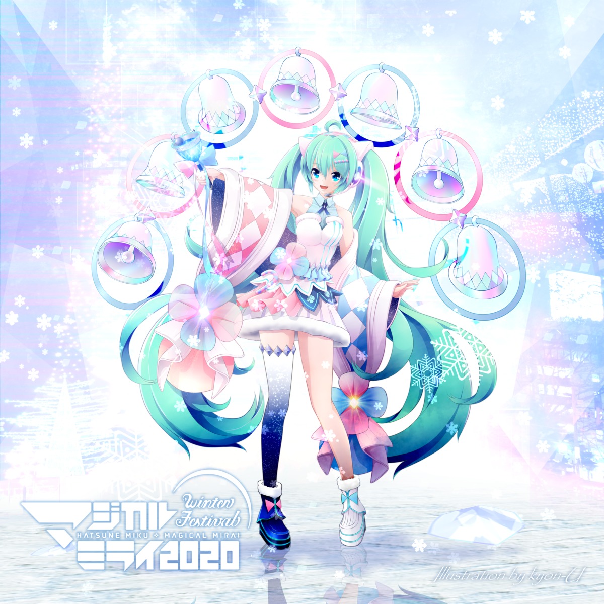 hatsune_miku, headphones, kyon-u, magical_mirai, thighhighs, vocaloid