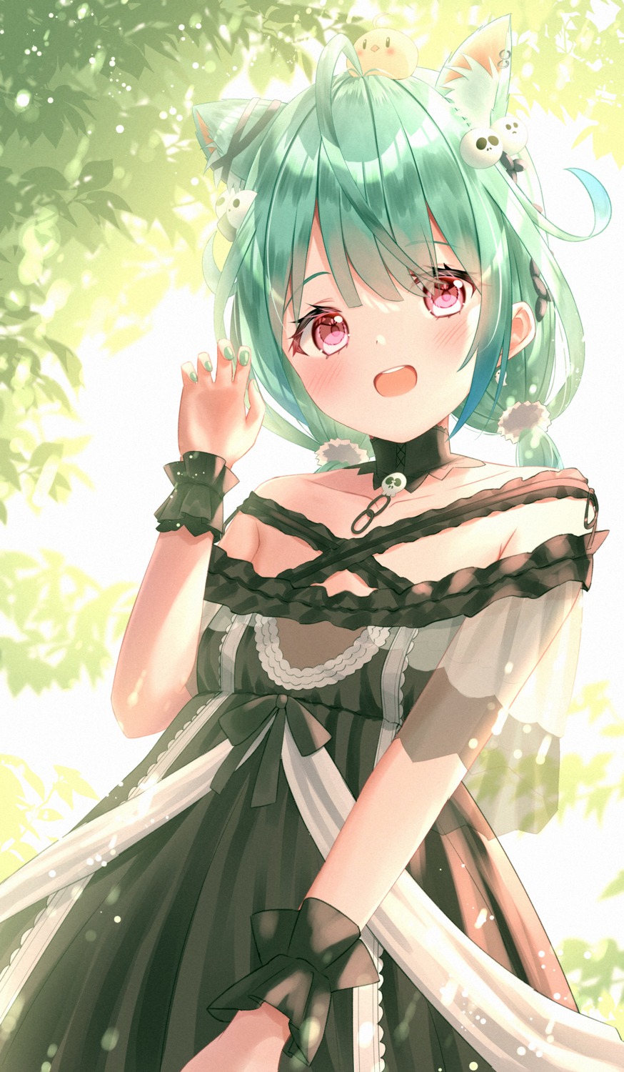 animal_ears, anzu_yotsuba, gothic_lolita, hololive, lolita_fashion, nekomimi, no_bra, see_through, uruha_rushia