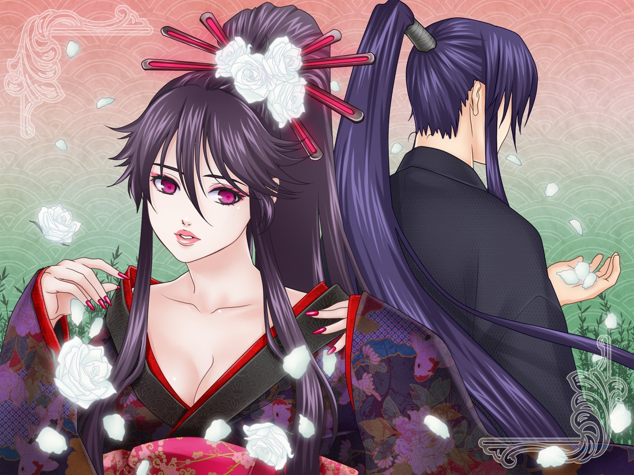 genderswap, kamui_gakuko, kamui_gakupo, ohse, vocaloid, wallpaper