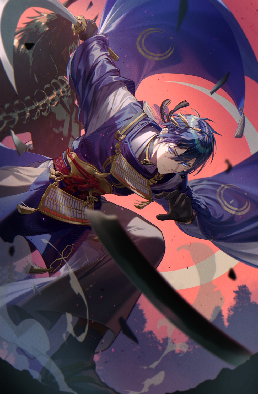 japanese_clothes, male, mikazuki_munechika, noes, sword, touken_ranbu