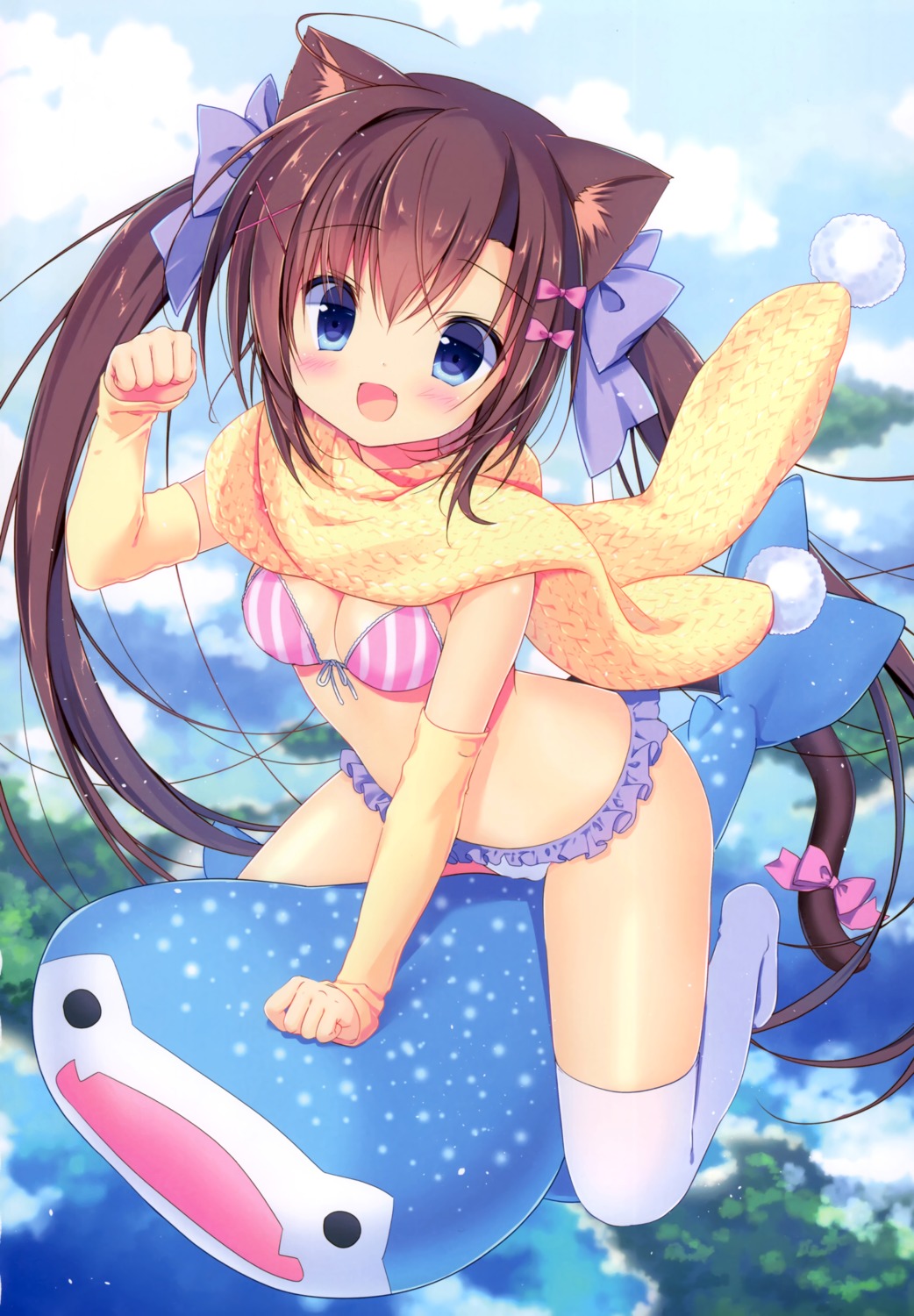 animal_ears, bikini, cleavage, miyasaka_miyu, nekomimi, neneka_(canvas+garden), swimsuits, tail