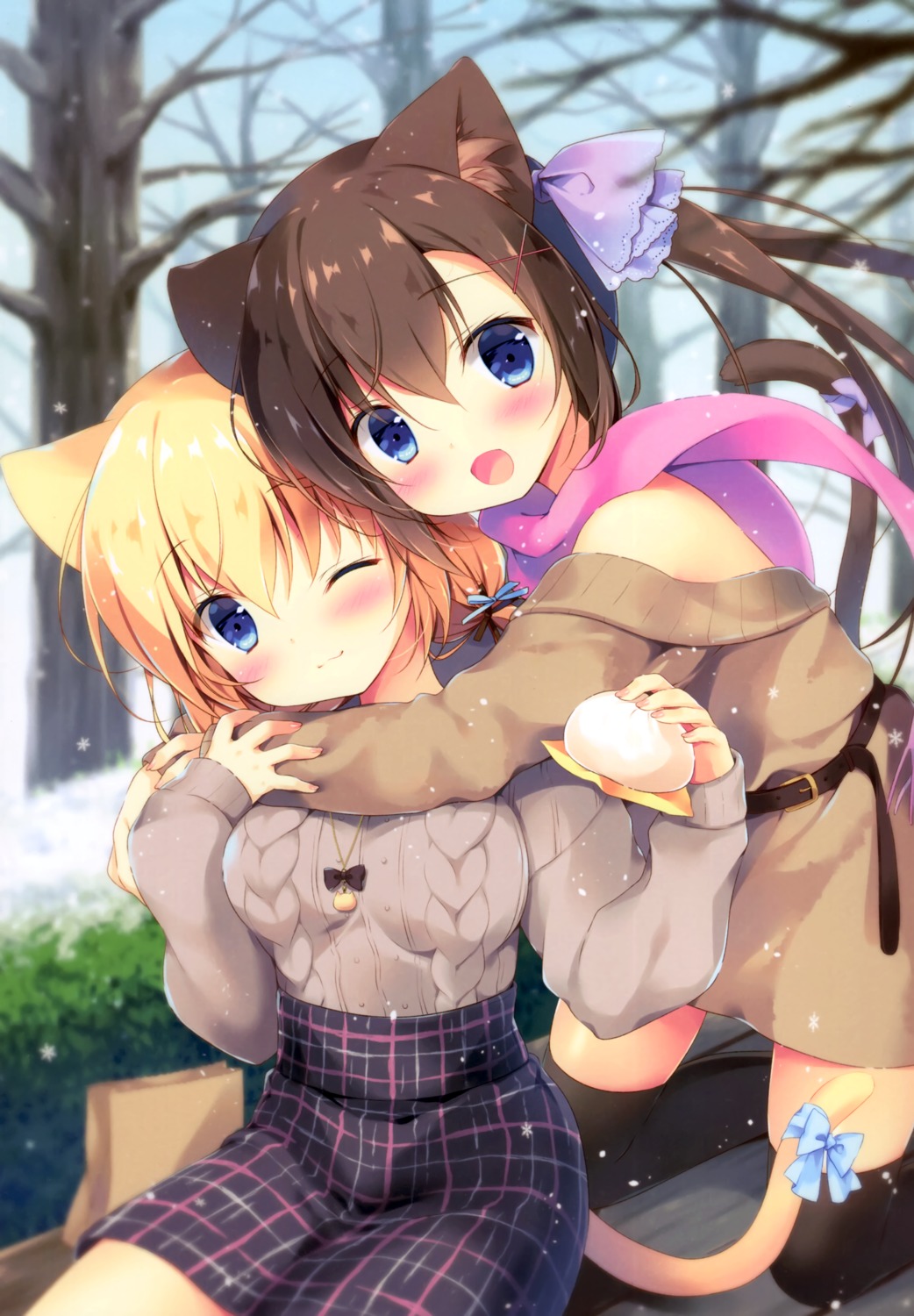 animal_ears, kurumina_(canvas+garden), miyasaka_miyu, nekomimi, neneka_(canvas+garden), sweater, tail, thighhighs