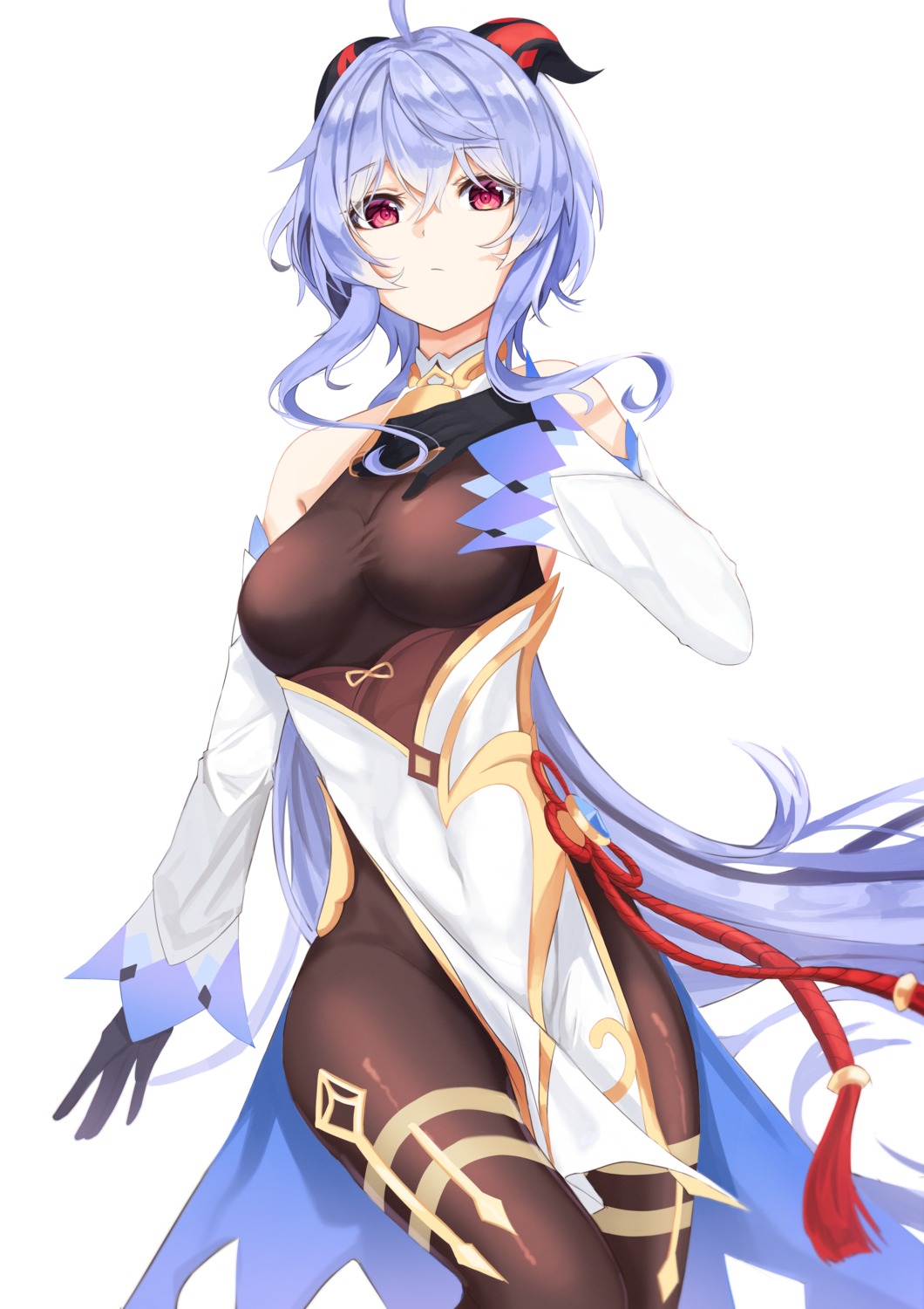 asian_clothes, bodysuit, ganyu, genshin_impact, horns, kuro_(rudyan0128)