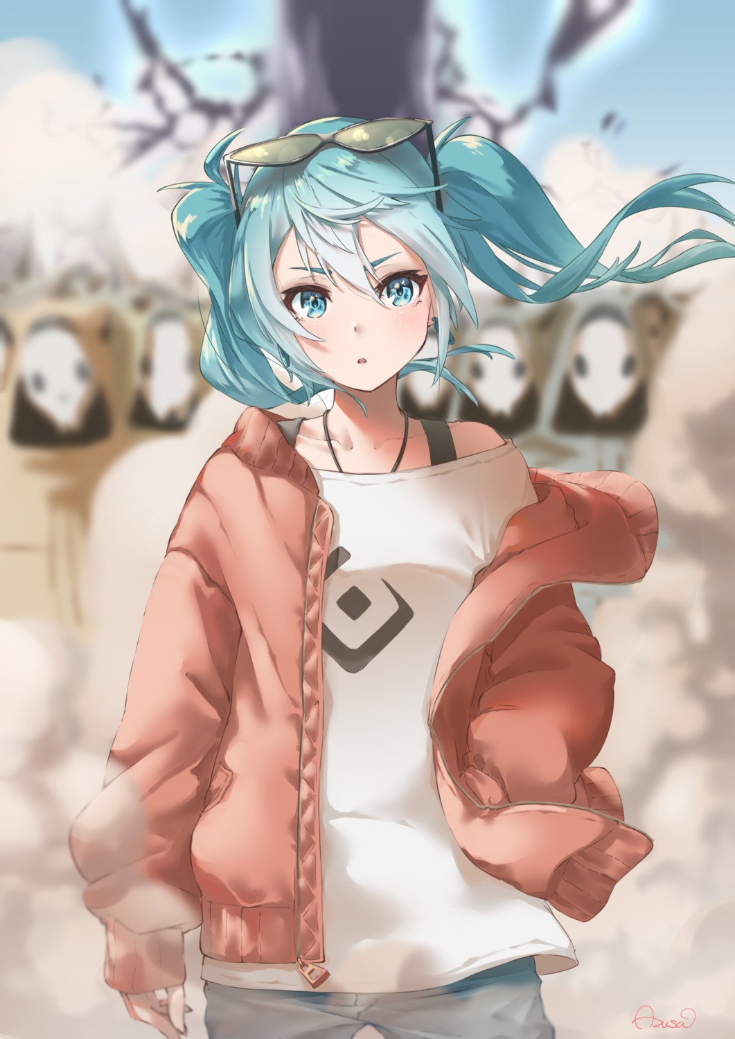 azusa_(azunyan12), hatsune_miku, megane, suna_no_wakusei_(vocaloid), vocaloid