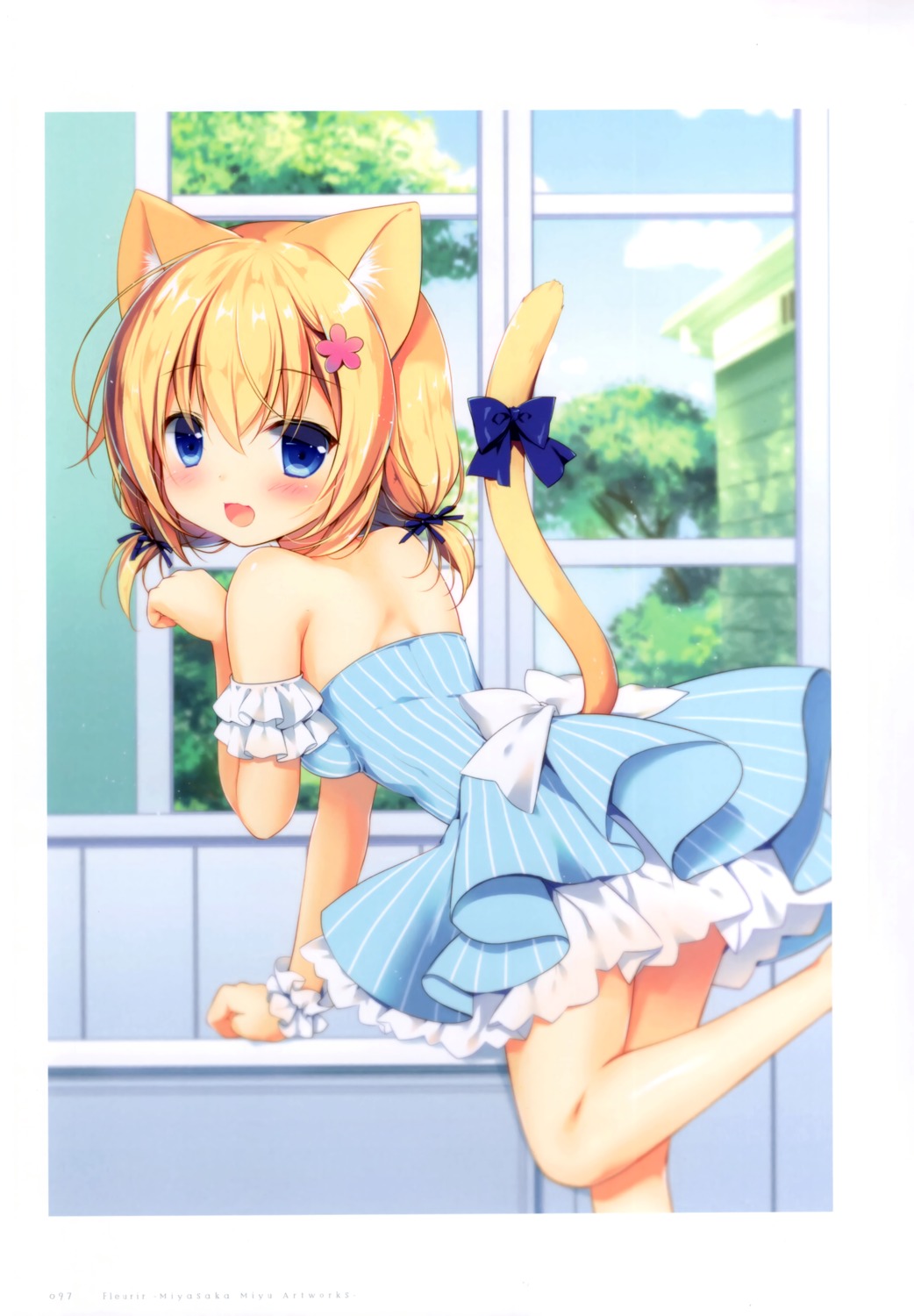 animal_ears, dress, kurumina_(canvas+garden), miyasaka_miyu, nekomimi, no_bra, tail