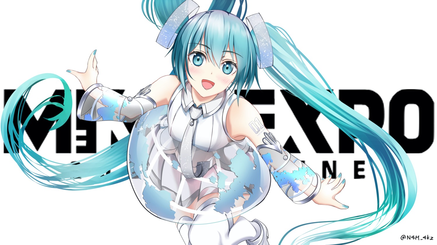 hatsune_miku, hatsune_miku_expo, see_through, tattoo, thighhighs, vocaloid, yokaze_(yokajie)