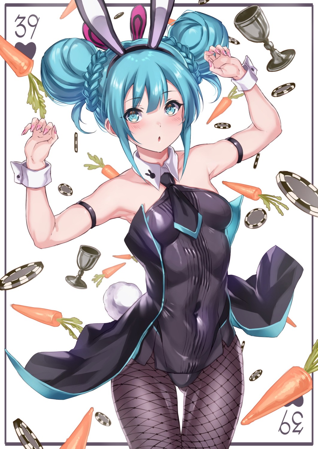 animal_ears, bicute_bunnies_miku, bunny_ears, bunny_girl, fishnets, hatsune_miku, lzepiscc219, pantyhose