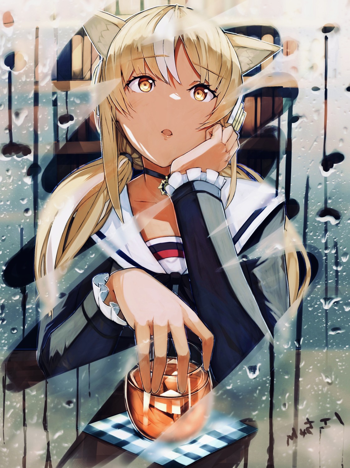 animal_ears, hololive, maruno_ball, seifuku, shiranui_flare