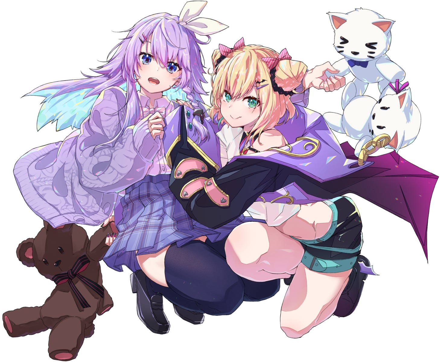 iris_black_games, kurumi_noah, nijisanji, nun_bora, ruo, seifuku, skirt_lift, sweater