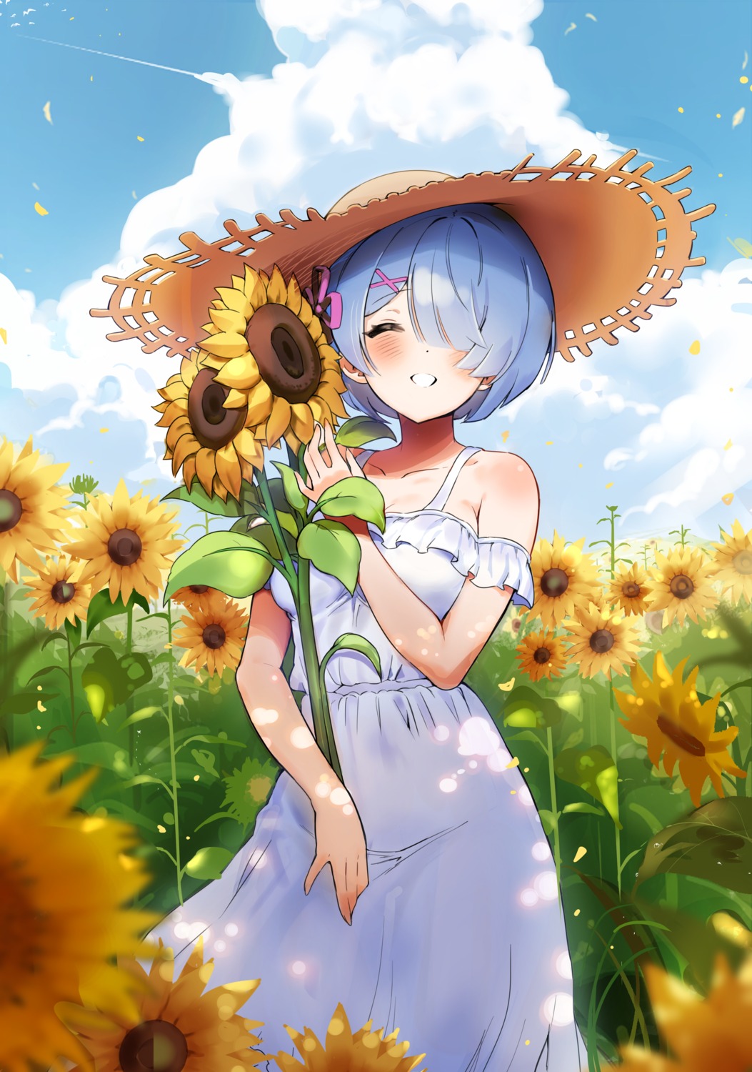 dress, oh_(aung_ae), re:zero_kara_hajimeru_isekai_seikatsu, rem_(re_zero), summer_dress